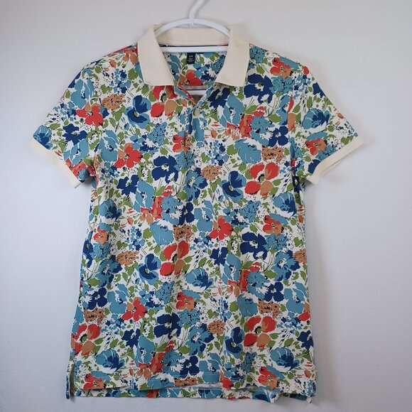 Lauren Ralph Lauren Polo Shirt Black Label Floral Short Sleeve Top Womens Small - Picture 2 of 6